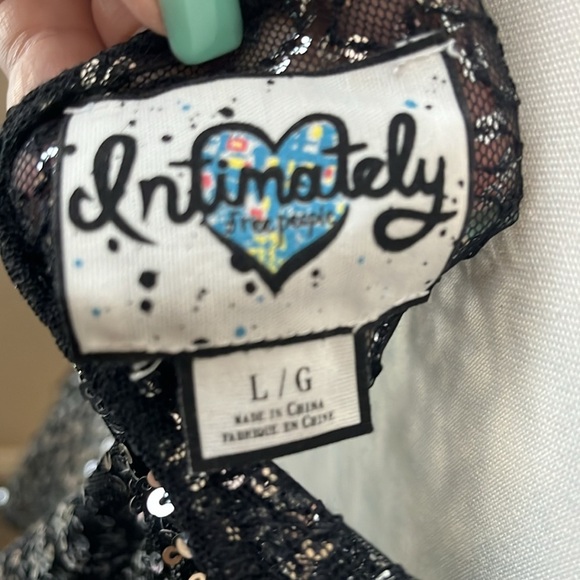 Intimately Free People Large Slip On Silver & Black Sequin Mini Dress - Picture 7 of 10
